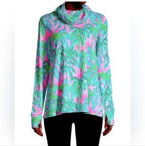 Lilly Pulitzer Palm Tree CowlneckMask Top Size L